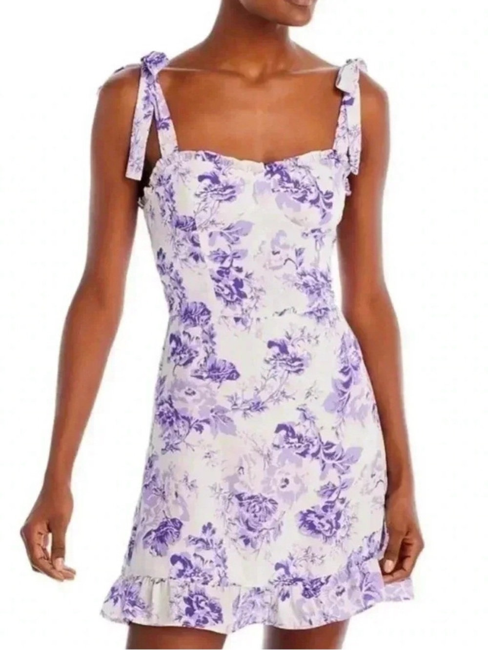 Aqua Floral Ruffle Dress. NWT. Size Large
